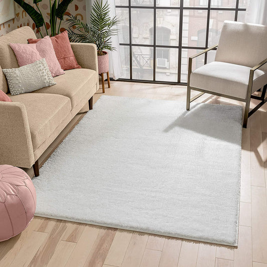 Ciel Ivory Ultra-Soft Multi-Textured Shimmer Pile Area Rug