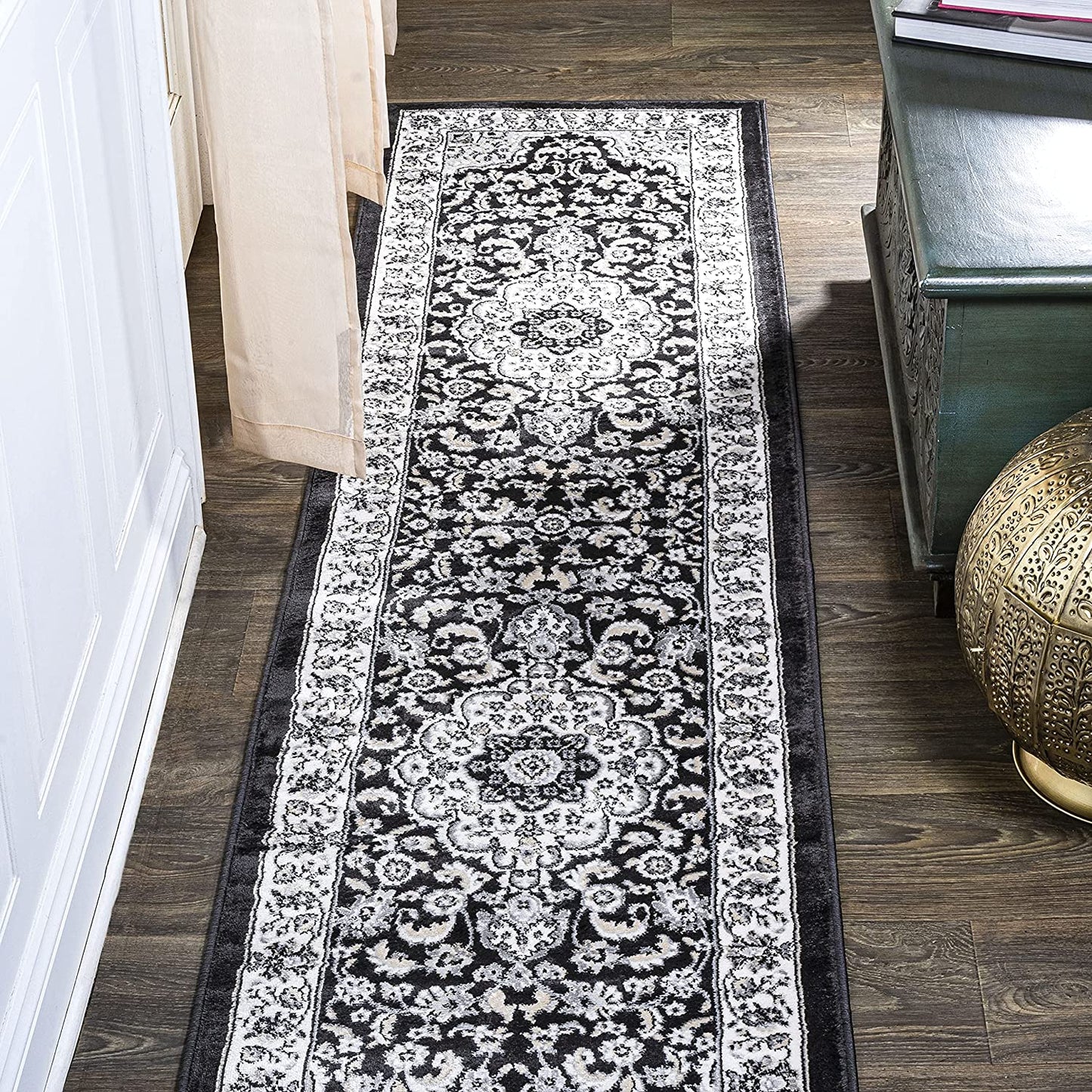 Palmette Modern Persian Floral Soft Area Rug  Blue/Navy