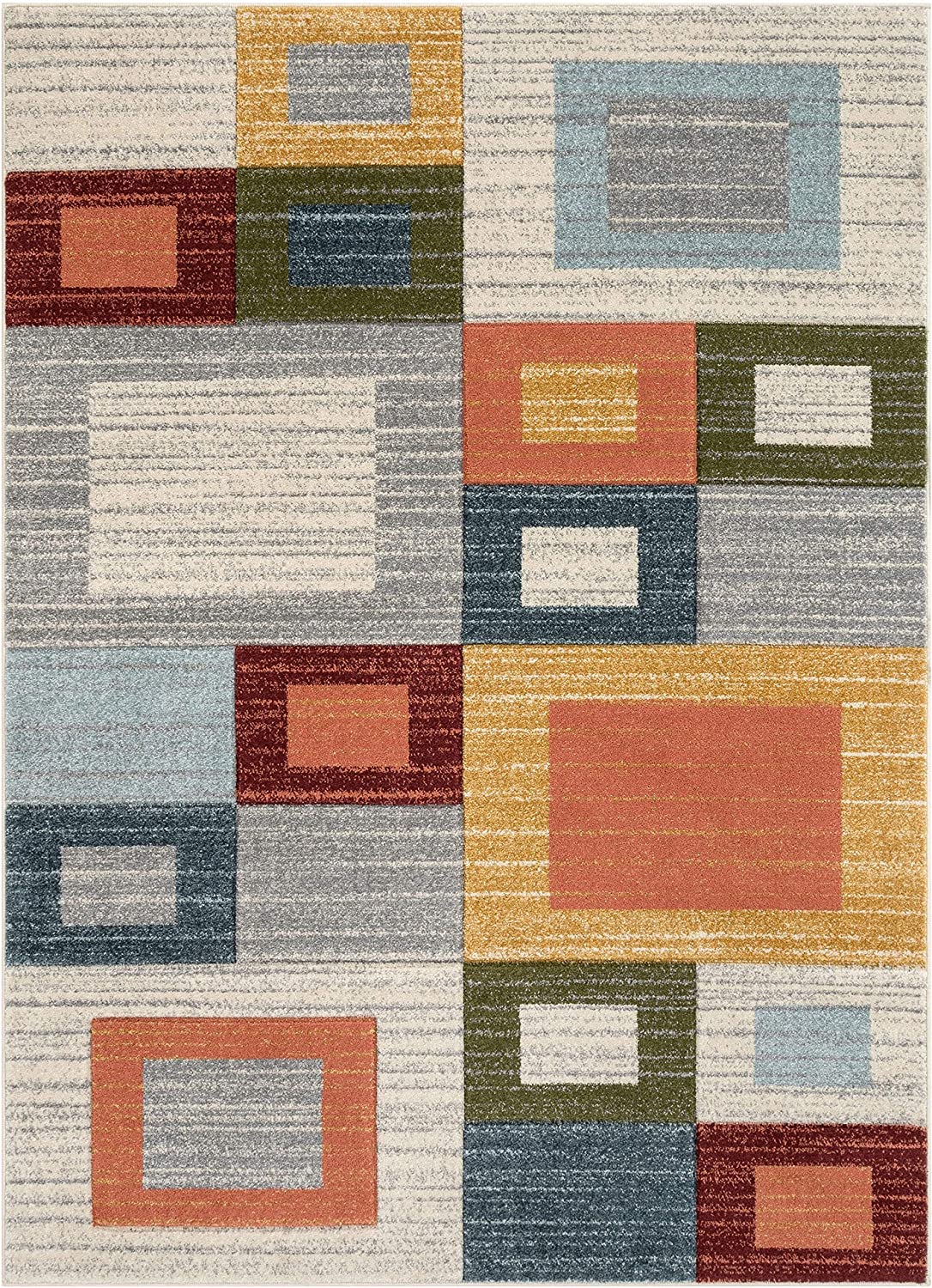 Modern Patterned Area Rug Multi Modern Geometric Boxes Pattern Area Rug – Joanna Home