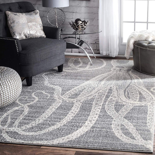 Octopus Pattern Gray Soft Area Rugs