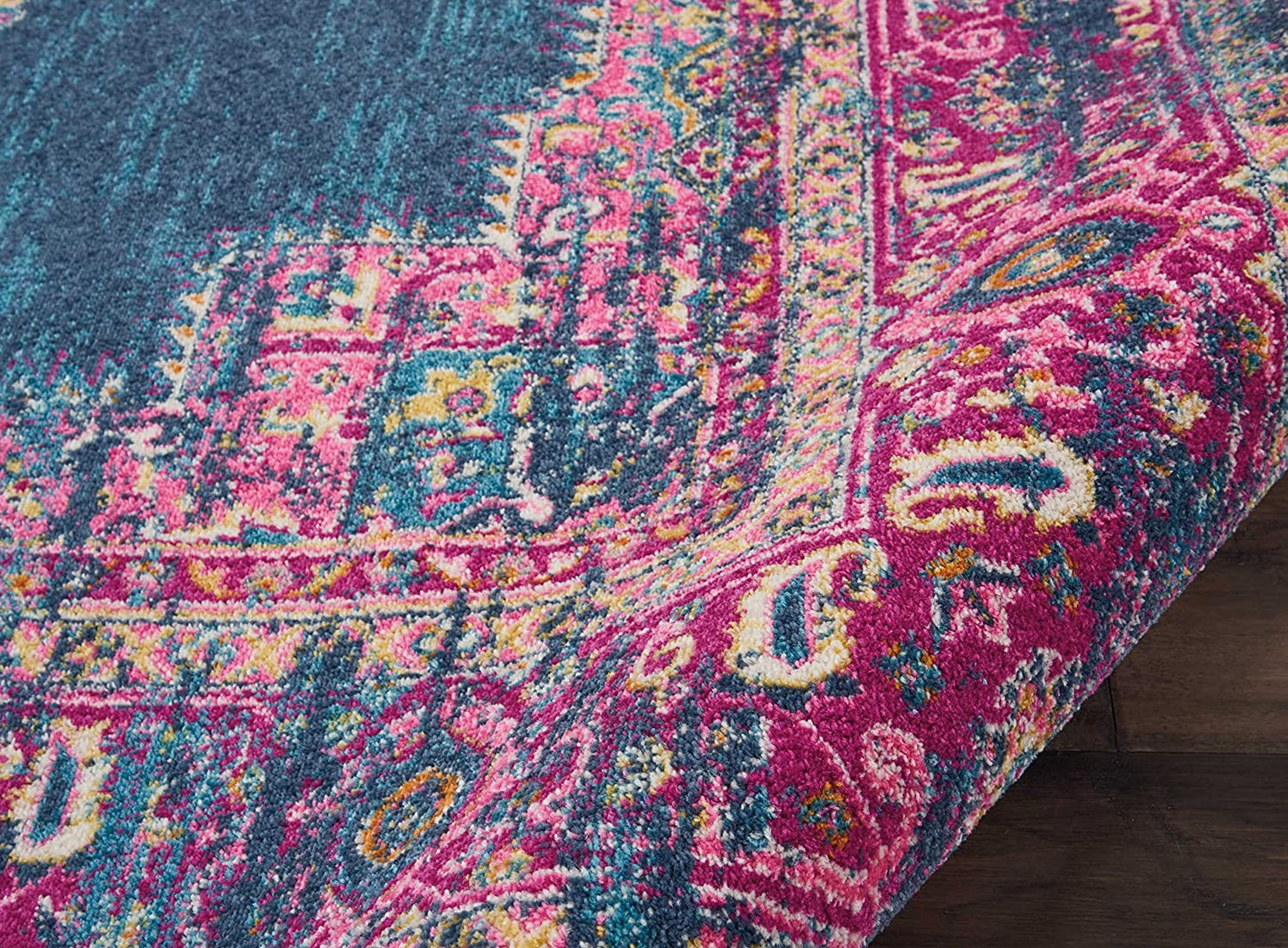 Passion Blue Fuchsia Boho Soft Area Rug