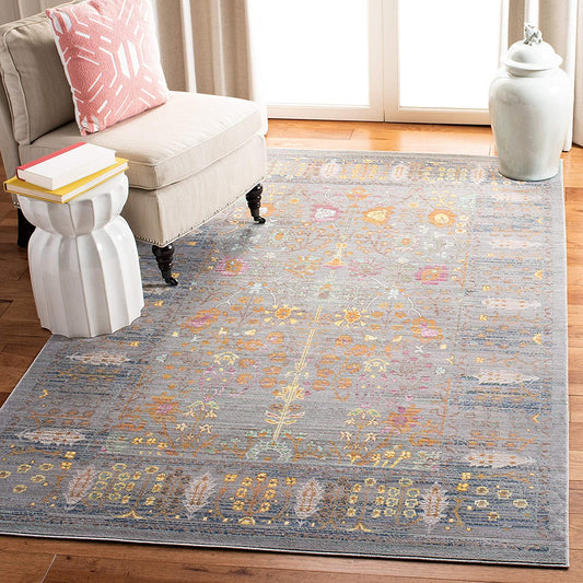 Boho Chic Distressed Area Rug Grey / Multi