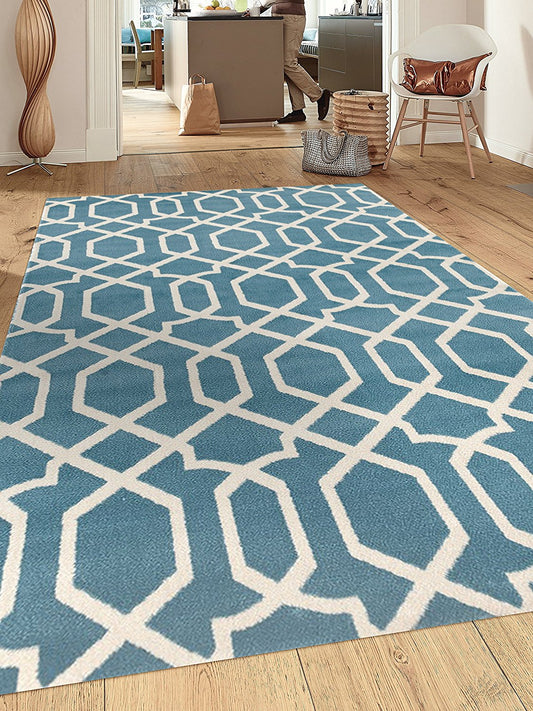 Blue White Trellis Area Rug