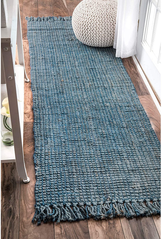 Chunky Loop Blue  Jute Rug - Multiple sizes available