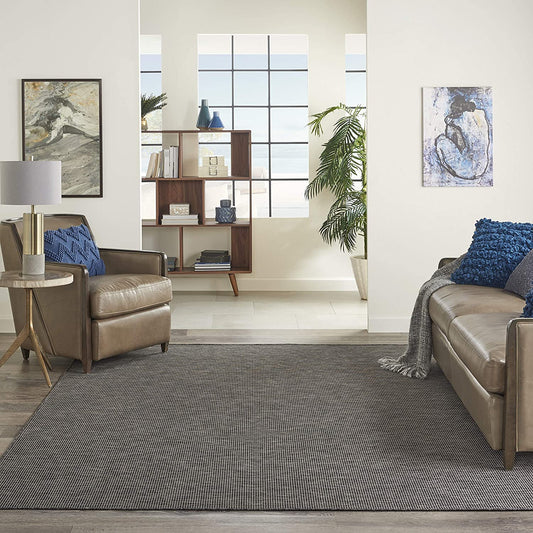 Positano Flat-Weave Indoor/Outdoor Charcoal Area Rug