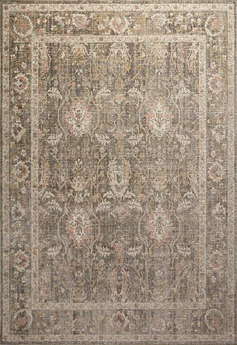 Chris Loves Julia x Loloi Rosemarie ROE-04 Graphite / Multi Oriental Area Rug 18" x 18" Sample Swatch