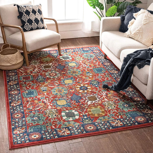 Marla Red Traditional Floral Runner Rug