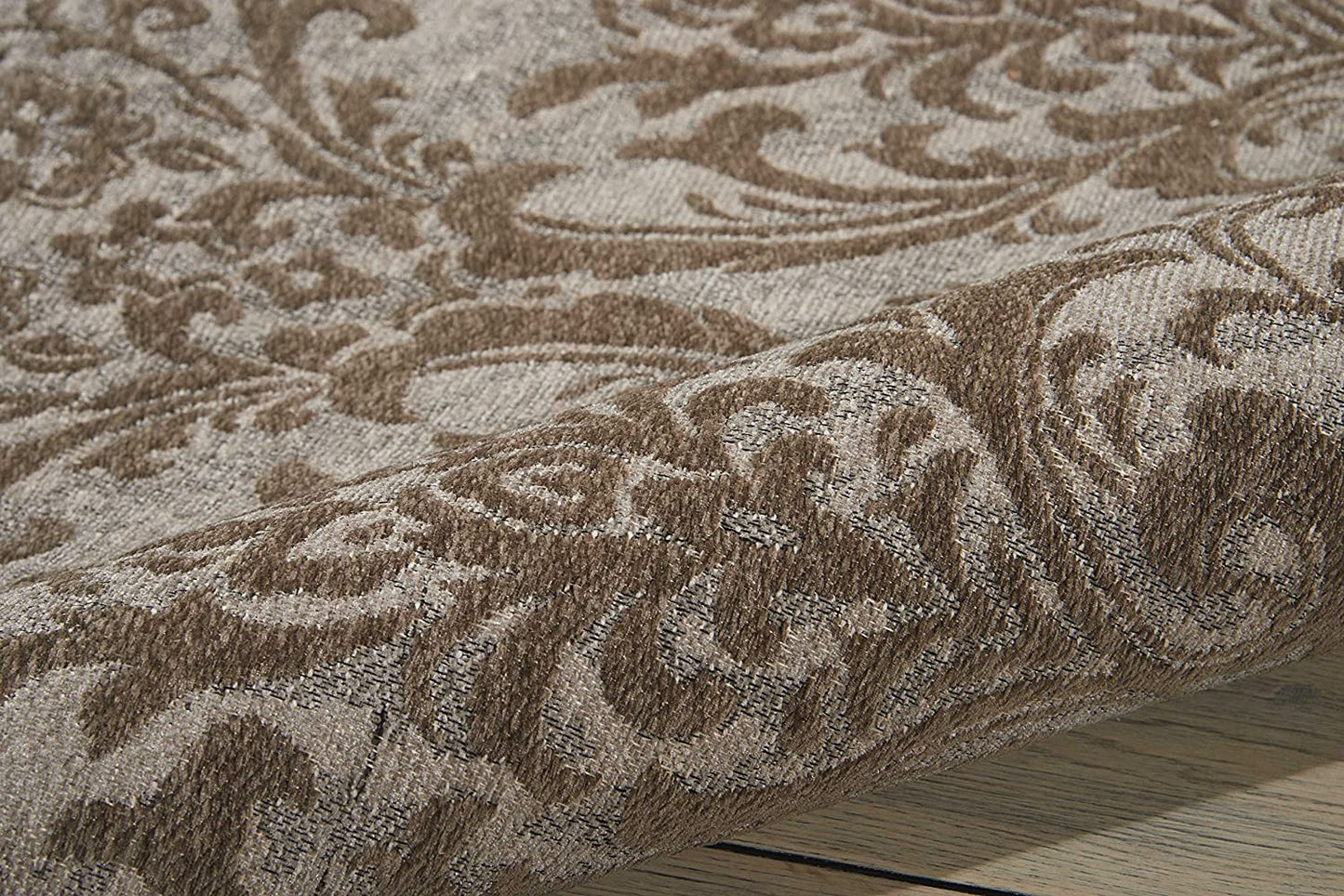 Damask Contemporary Area Rug, Grey