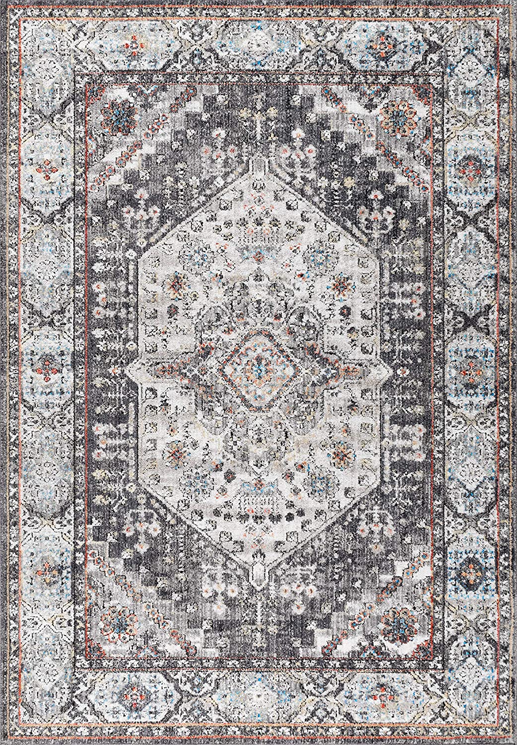 Kesan Vintage Medallion Blue Soft Area Rug