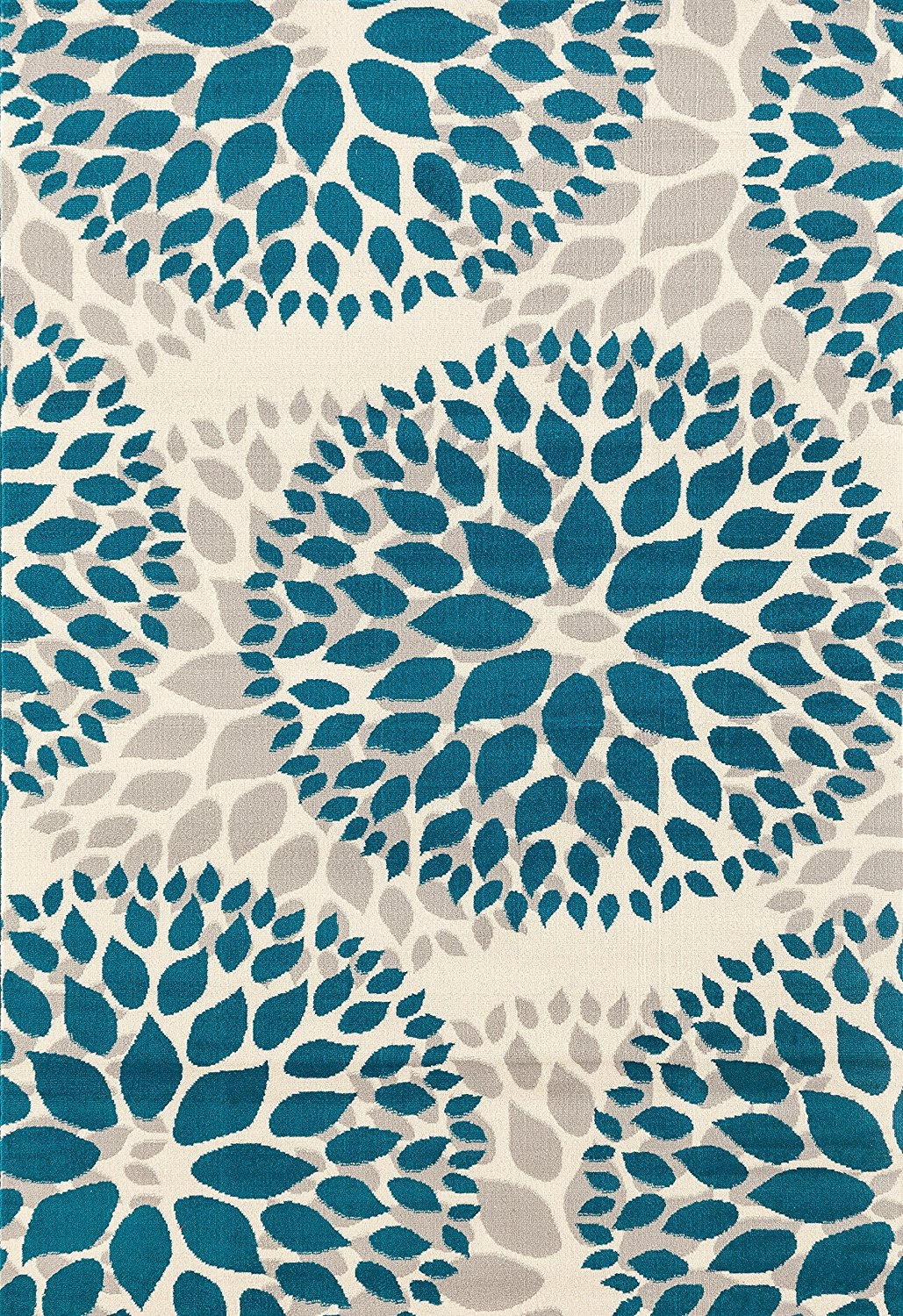 Floral Gray/Grey Turquoise Blue Area Rug