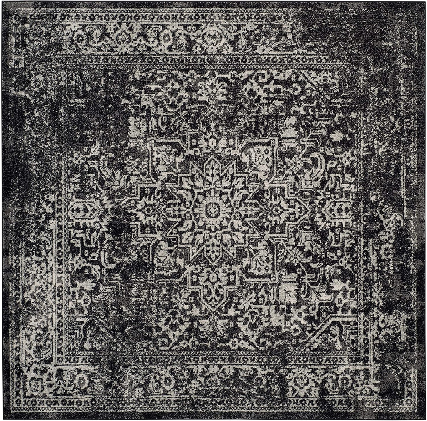 Vintage Oriental Black Grey Soft Area Rug