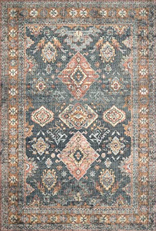 Loloi II Skye Collection SKY-03 Turquoise / Terracotta, Traditional 2'-0" x 5'-0" Accent Rug