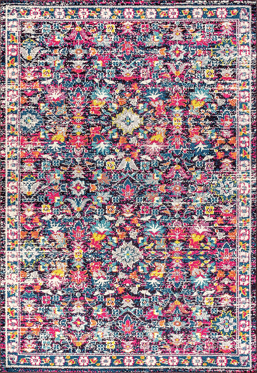 Modern Persian Boho Floral Multi/Purple Soft Area Rugs