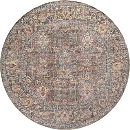 Chris Loves Julia x Loloi Rosemarie ROE-04 Graphite / Multi Oriental Area Rug 18" x 18" Sample Swatch