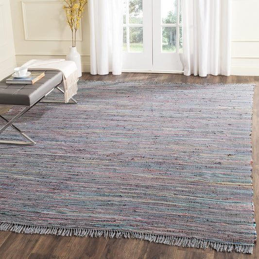 Hand Woven Aqua and Multi Cotton Area Rug