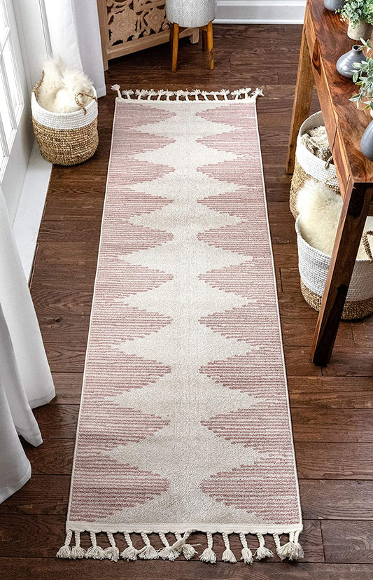 Blush Tribal Diamond Soft Area Rug