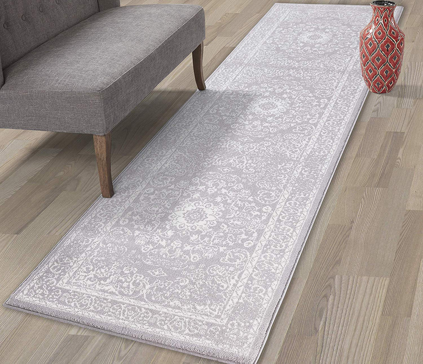 Oriental Design Gray/Grey/Ivory Area Rugs and Runners