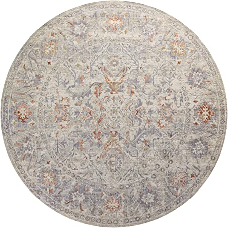 Chris Loves Julia x Loloi Rosemarie ROE-04 Graphite / Multi Oriental Area Rug 18" x 18" Sample Swatch