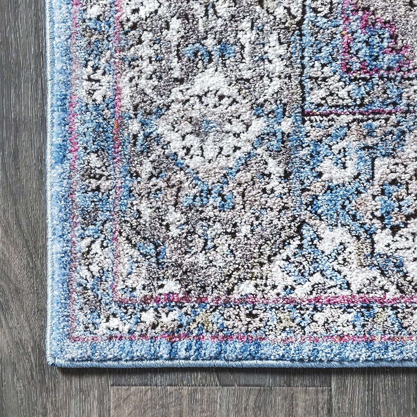 Kesan Vintage Medallion Blue Soft Area Rug