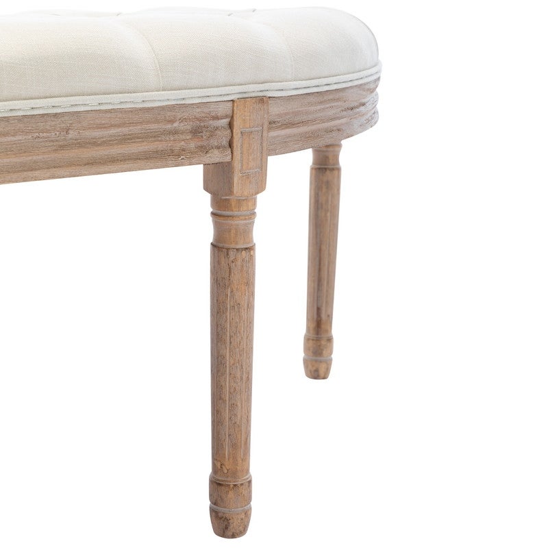 AOOLIVE Half Moon French Vintage Bench with Padded Seat,Beige