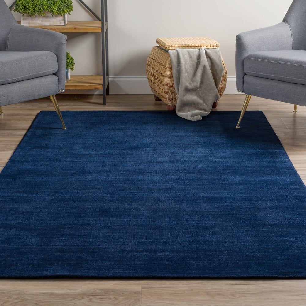 Garrett Solid Blue Area Rug