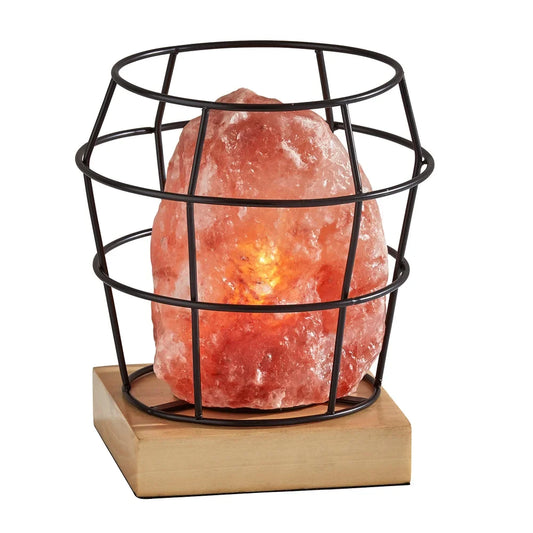 Adesso Black Wire Faith Himalayan Salt Table Lamp - 7 in W x 8 in H x 7 in D