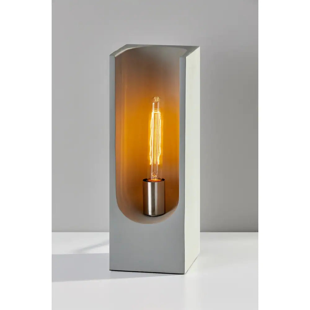 Adesso Concrete and Brushed Steel Clyde Tall Table Lantern