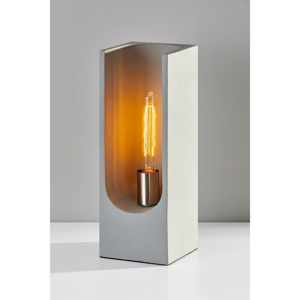 Adesso Concrete and Brushed Steel Clyde Tall Table Lantern