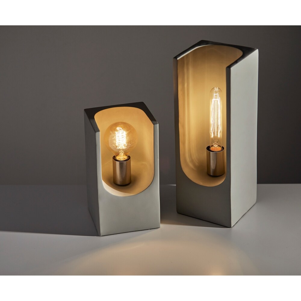 Adesso Concrete and Brushed Steel Clyde Tall Table Lantern