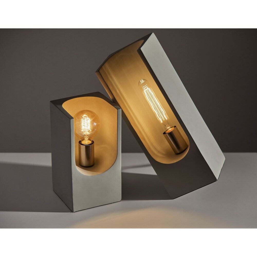 Adesso Concrete and Brushed Steel Clyde Tall Table Lantern