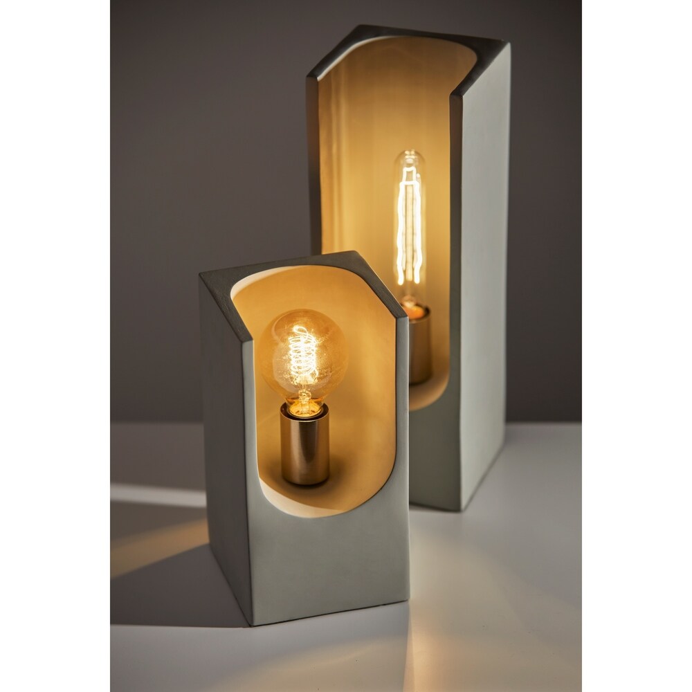 Adesso Concrete and Brushed Steel Clyde Tall Table Lantern