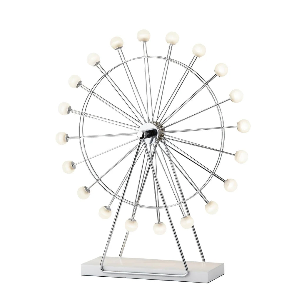 Adesso Coney Large Chrome LED Ferris Wheel Table Lamp