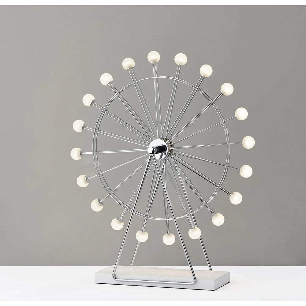 Adesso Coney Large Chrome LED Ferris Wheel Table Lamp