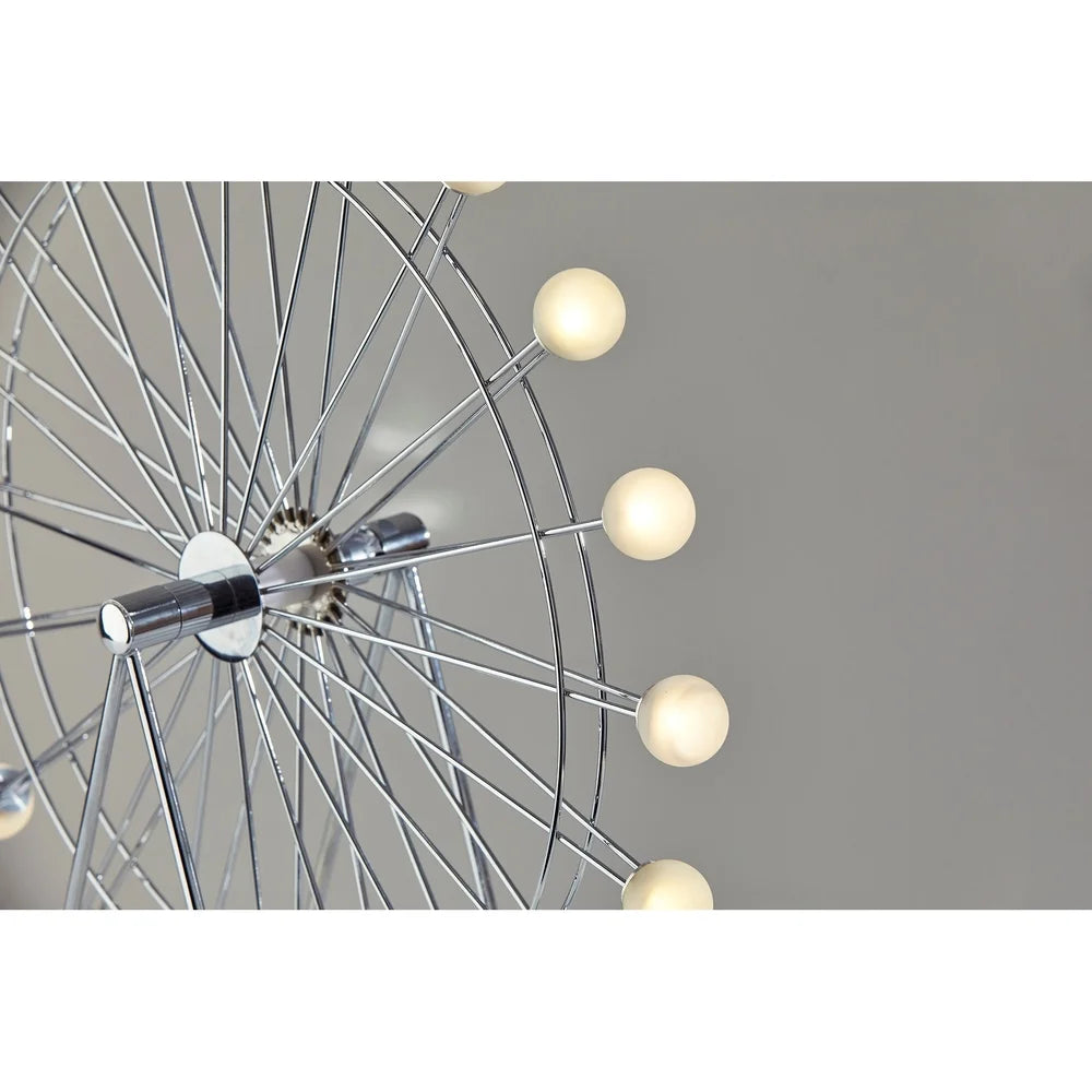 Adesso Coney Large Chrome LED Ferris Wheel Table Lamp