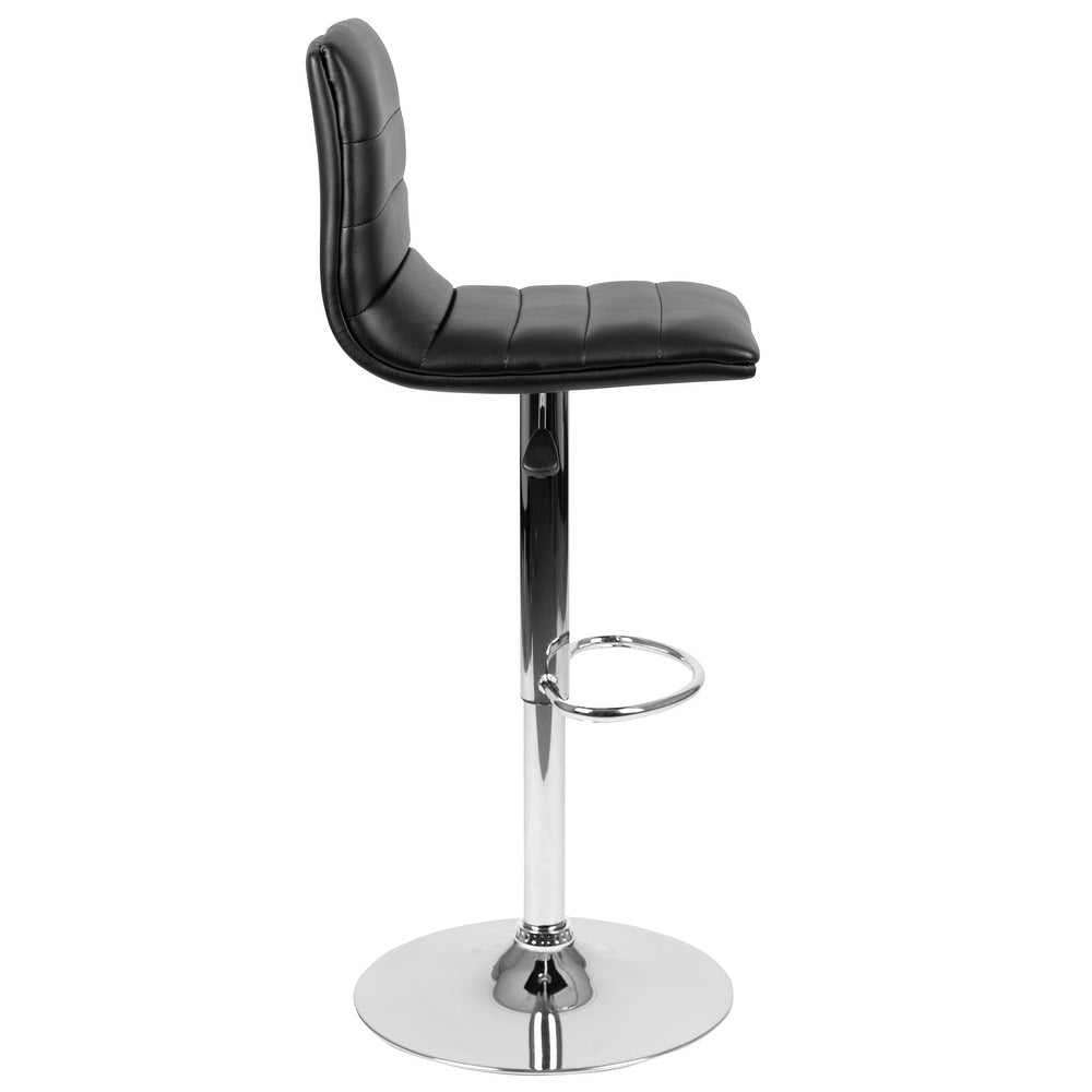 Adjustable Bar Stool with Back, Counter Height Swivel Stool with Chrome Pedestal Base