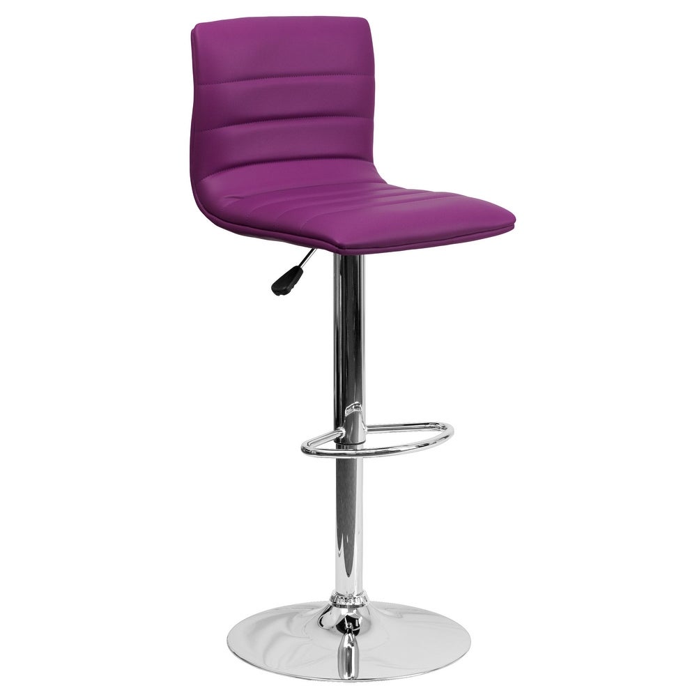 Adjustable Bar Stool with Back, Counter Height Swivel Stool with Chrome Pedestal Base