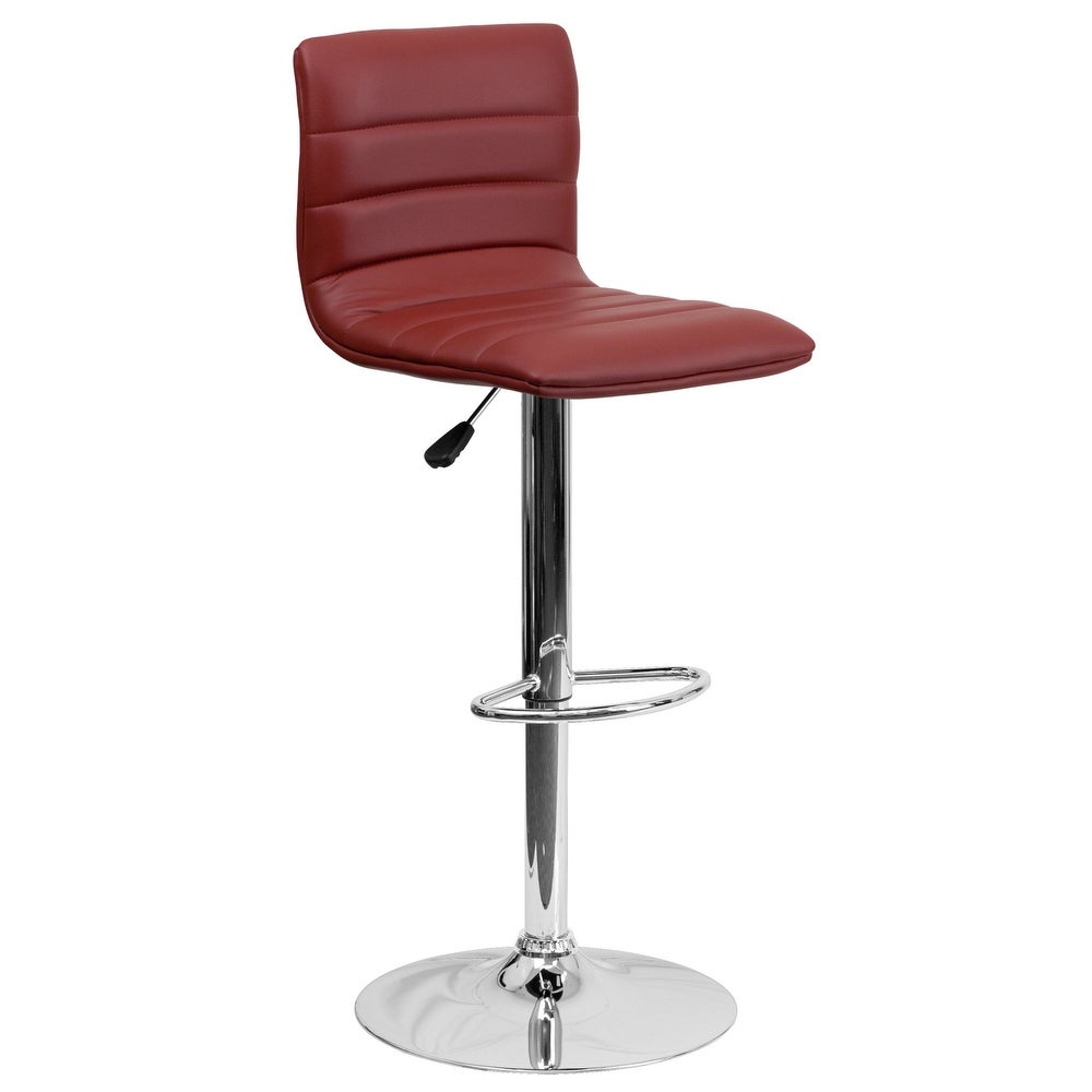 Adjustable Bar Stool with Back, Counter Height Swivel Stool with Chrome Pedestal Base