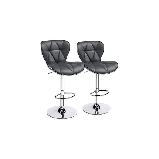 Adjustable Midback Faux Leather Bar Stool, Set of 2