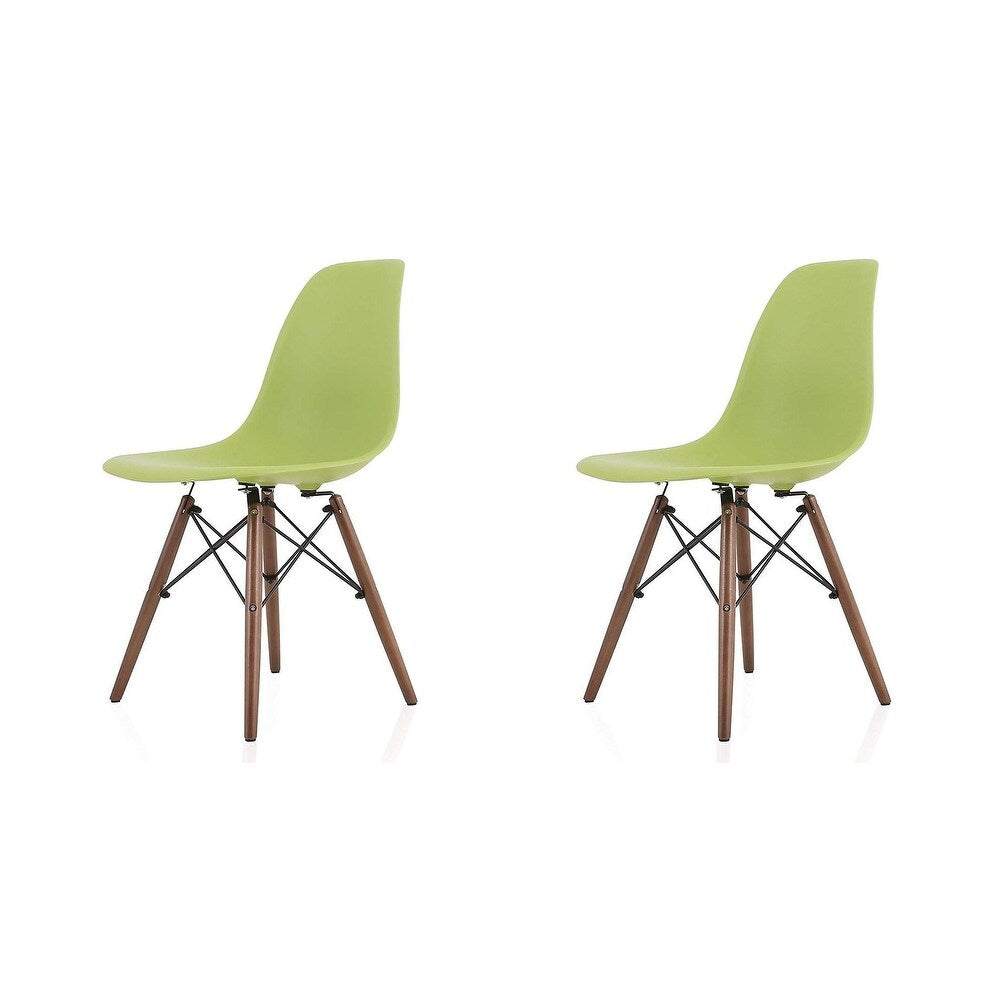 Adult Eiffel Style Plastic Dining Chair With Wooden base (set of Two)
