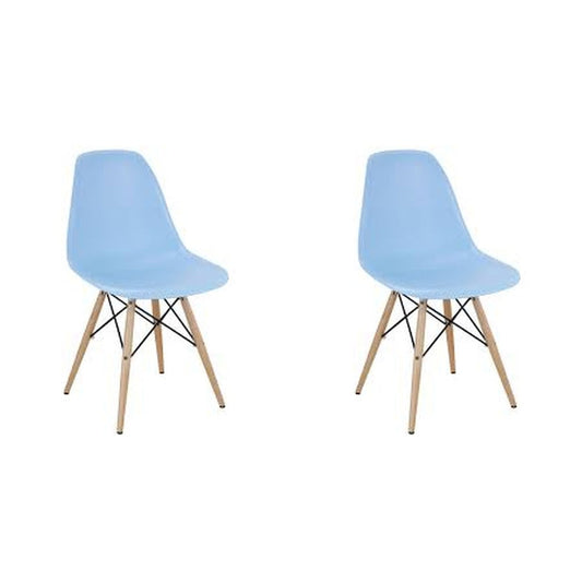 Adult Eiffel Style Plastic Dining Chair With Wooden base (set of Two)