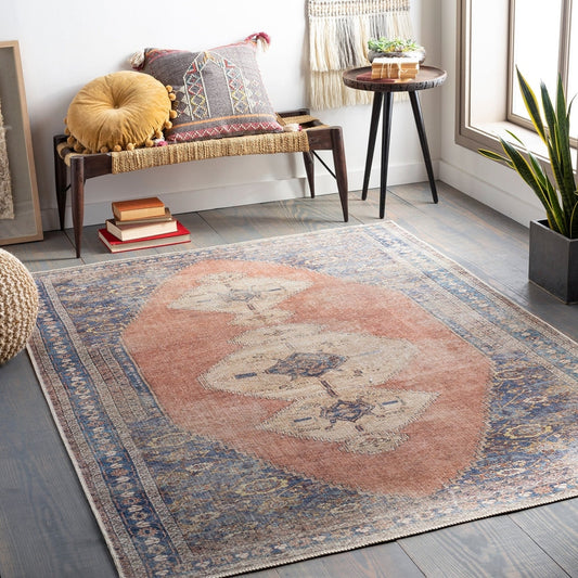 Distressed Persian Printed Machine Washable Area Soft Rug