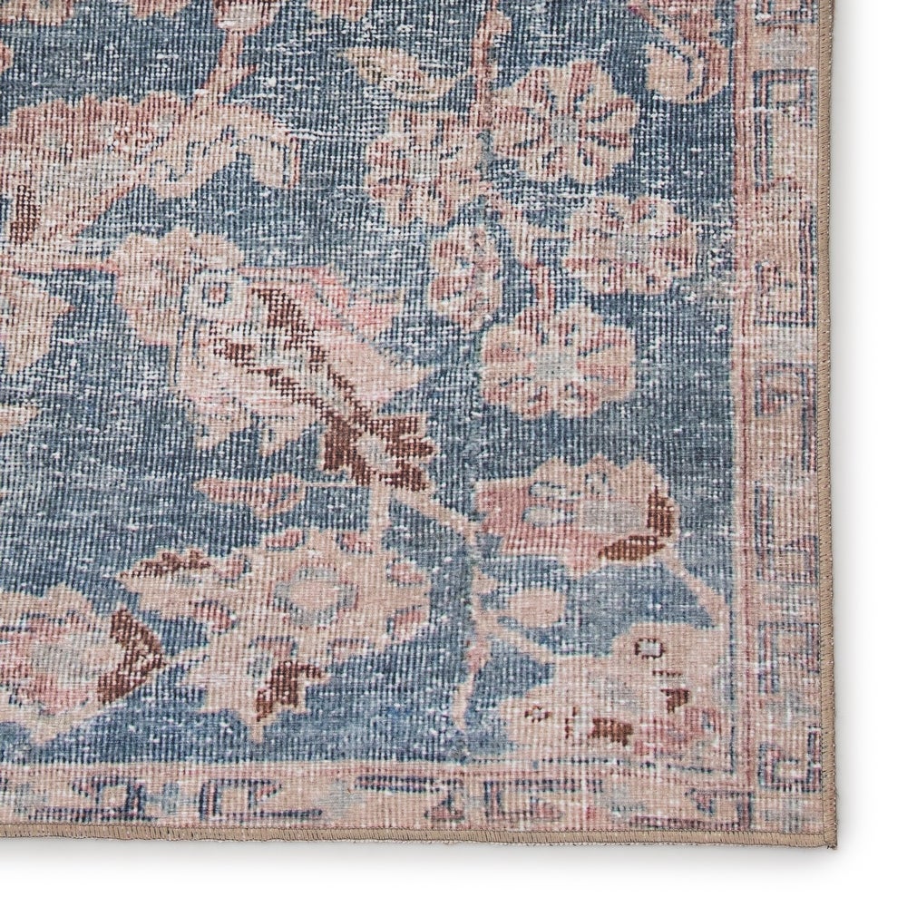 Carty Indoor/Outdoor Oriental Blue and Light Pink Soft Area Rug