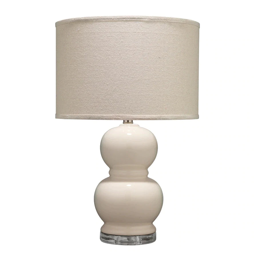 Alden Décor Bubble Ceramic Table Lamp in Cream Ceramic with Drum Shade