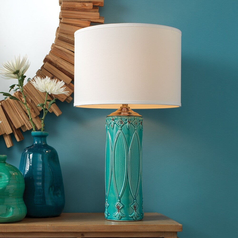 Alden Décor Tabitha Table Lamp in Turquoise Ceramic