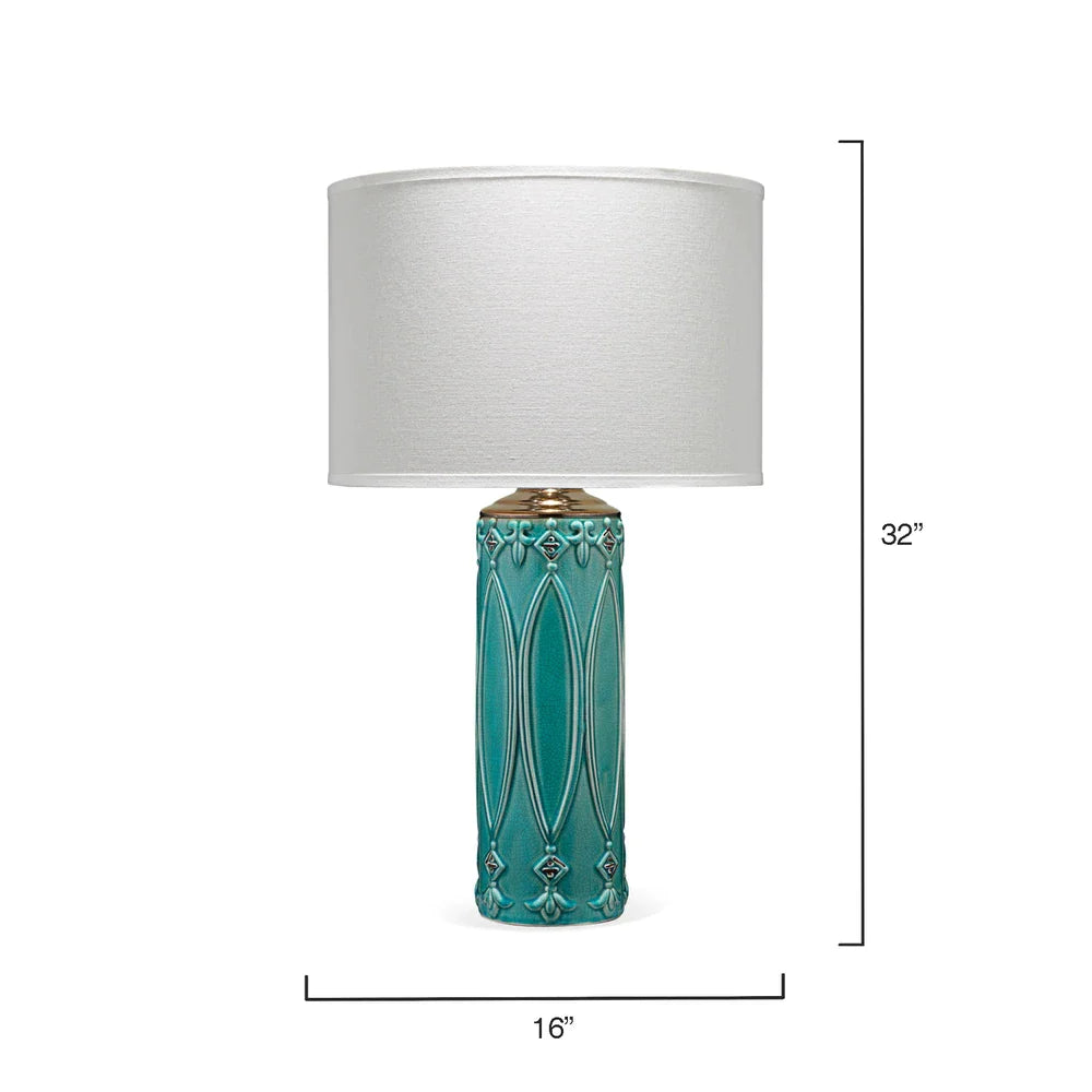 Alden Décor Tabitha Table Lamp in Turquoise Ceramic