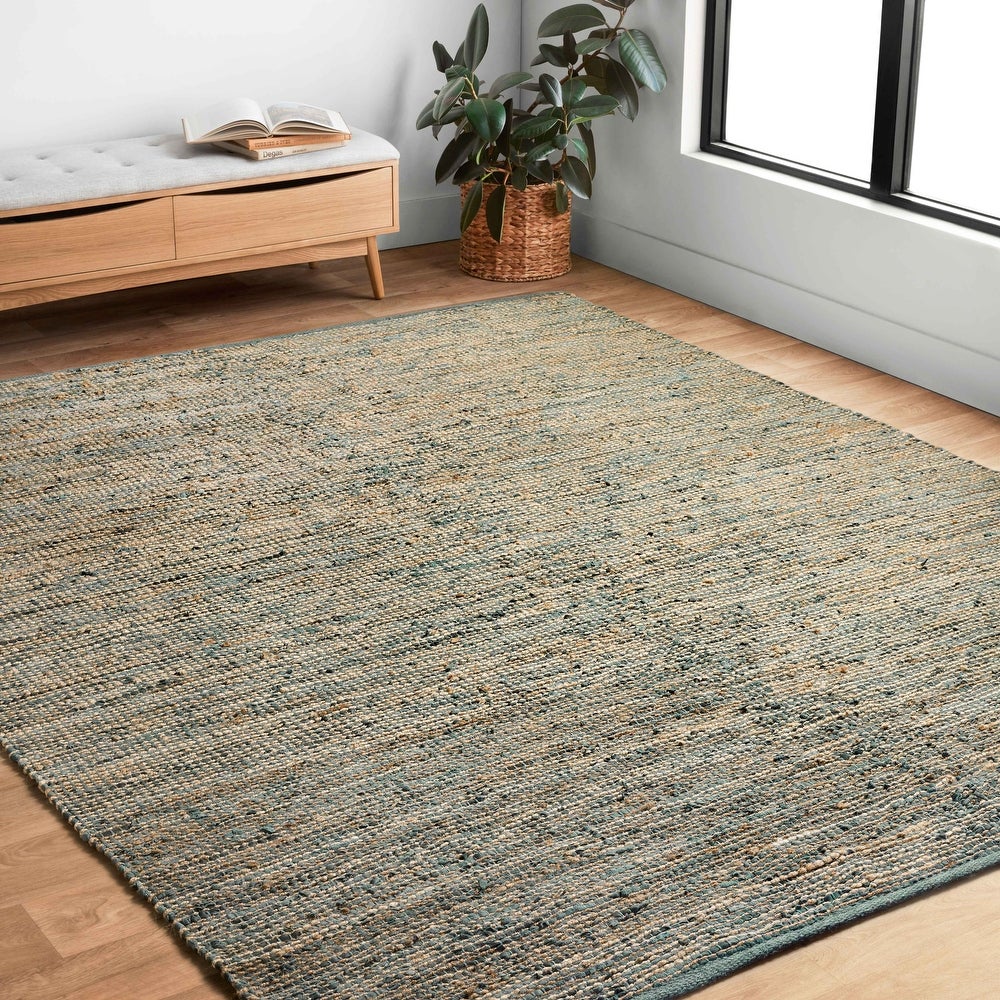 Home Farmhouse Jute and Leather Handwoven Area Rug