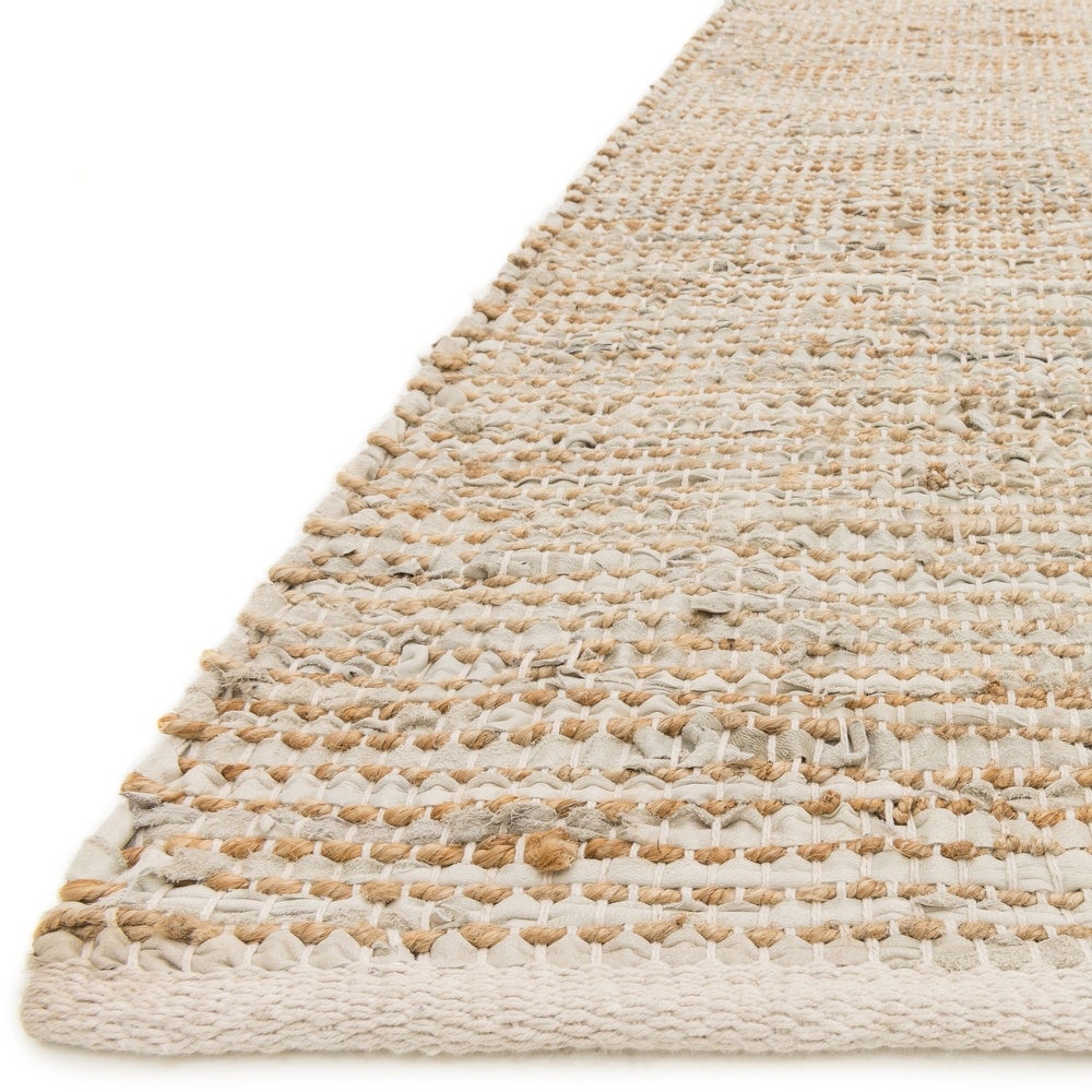 Home Farmhouse Jute and Leather Handwoven Area Rug