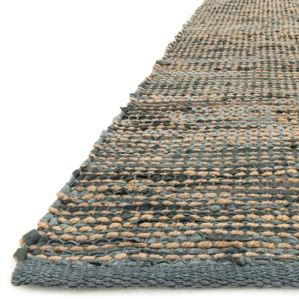 Home Farmhouse Jute and Leather Handwoven Area Rug