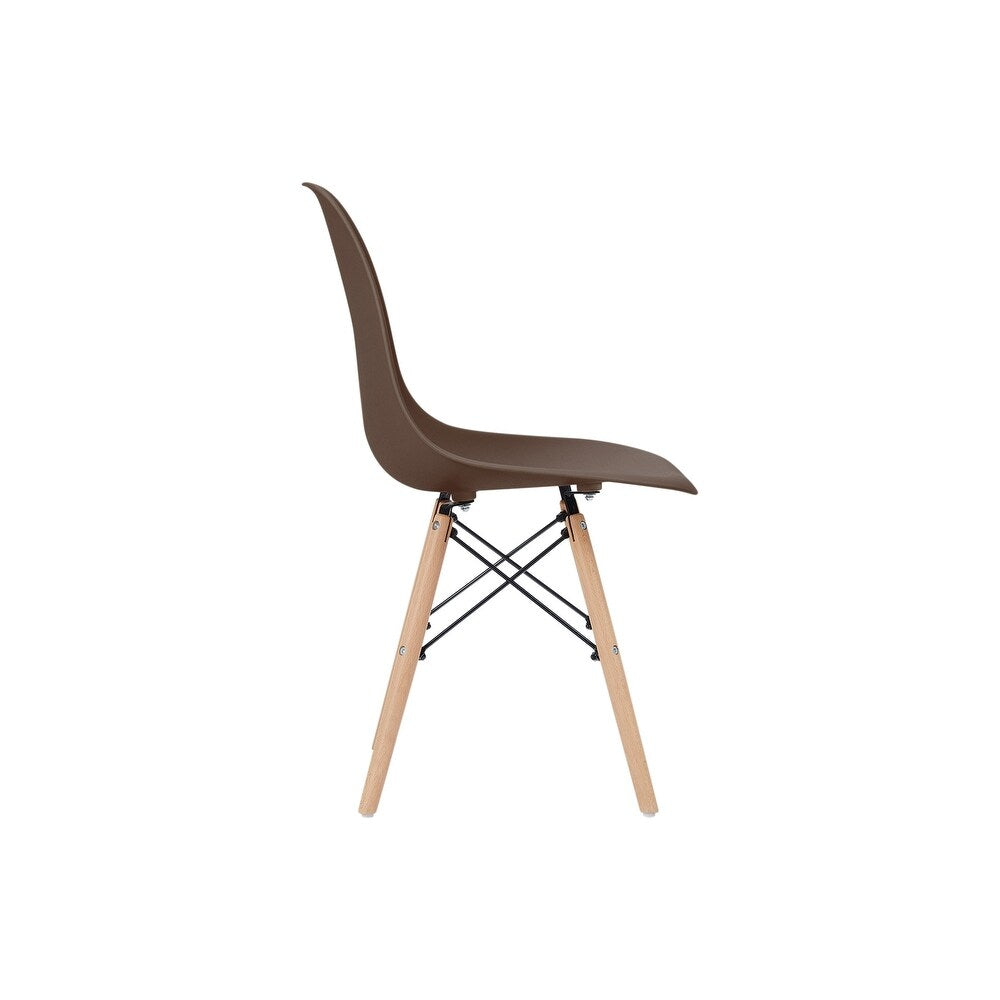 Allan Plastic Side Dining Chair with Wooden Legs Set of 2, Brown - 18.5"L x 20.5"W x 32"H