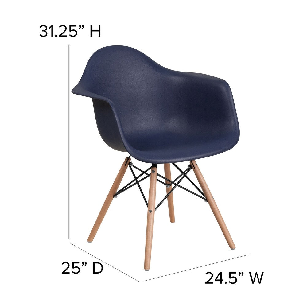 Alonza Series Moss Gray Plastic Chair with Wooden Legs - Orange